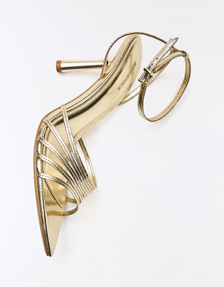 Multi-strap high-heel sandals-Gold