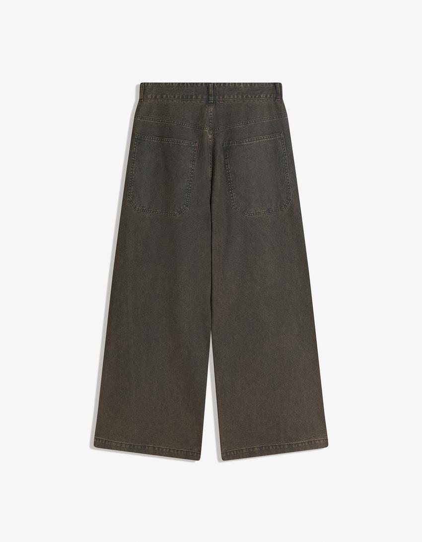 Pantalón megabaggy encerado-Kaki
