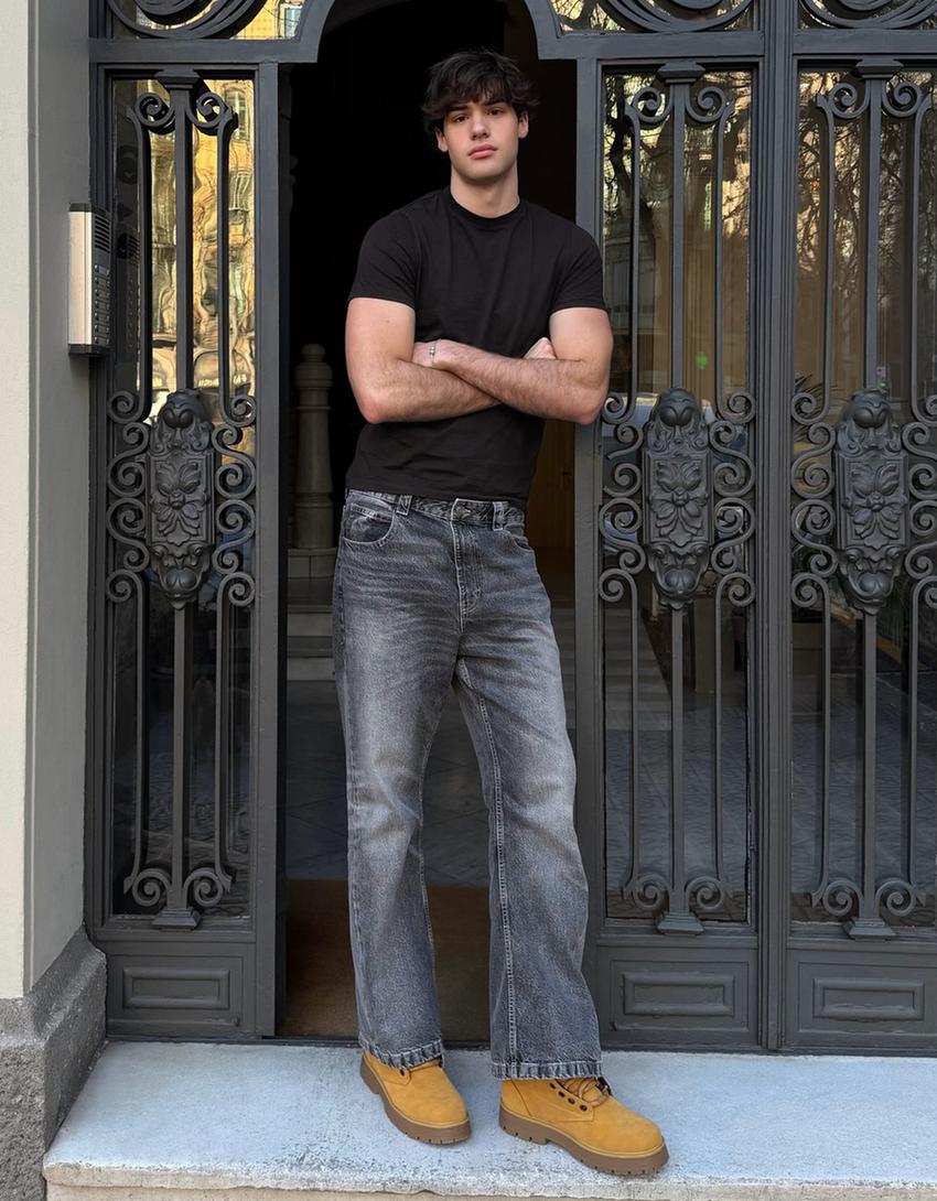 Flared baggy jeans-Dark grey