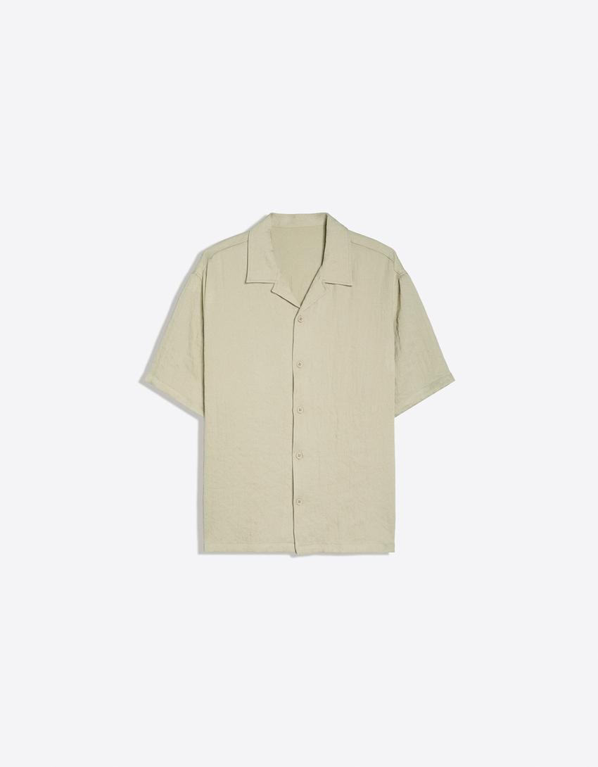 Camicia a maniche corte rustica-Verde
