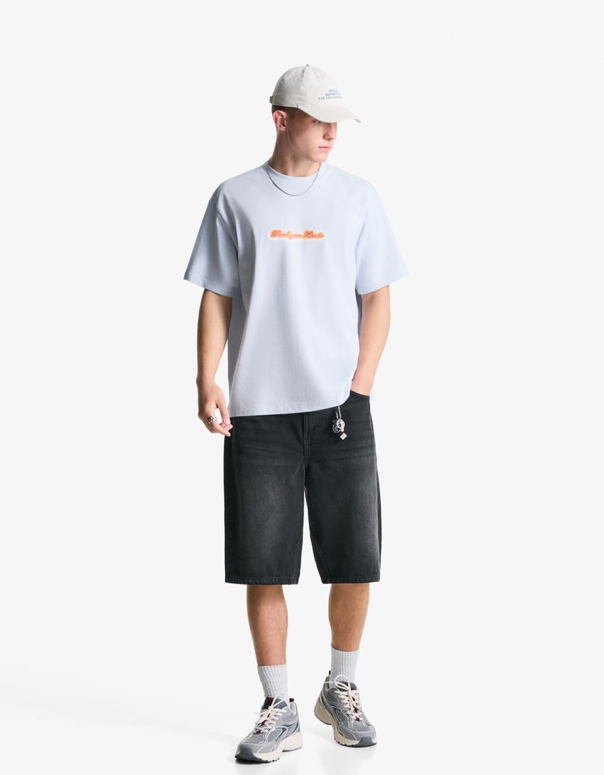 T-shirt manches courtes imprimé-Violet-2