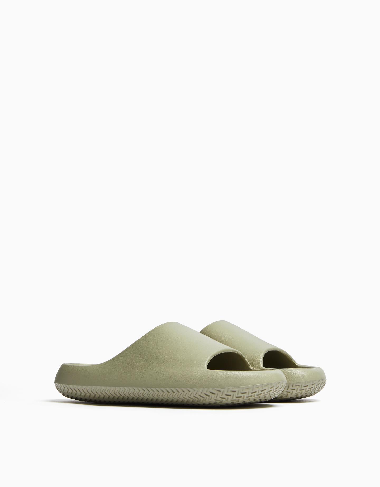 Bershka Sandalia Plana Textura Hombre Hombre 42/43 Verde