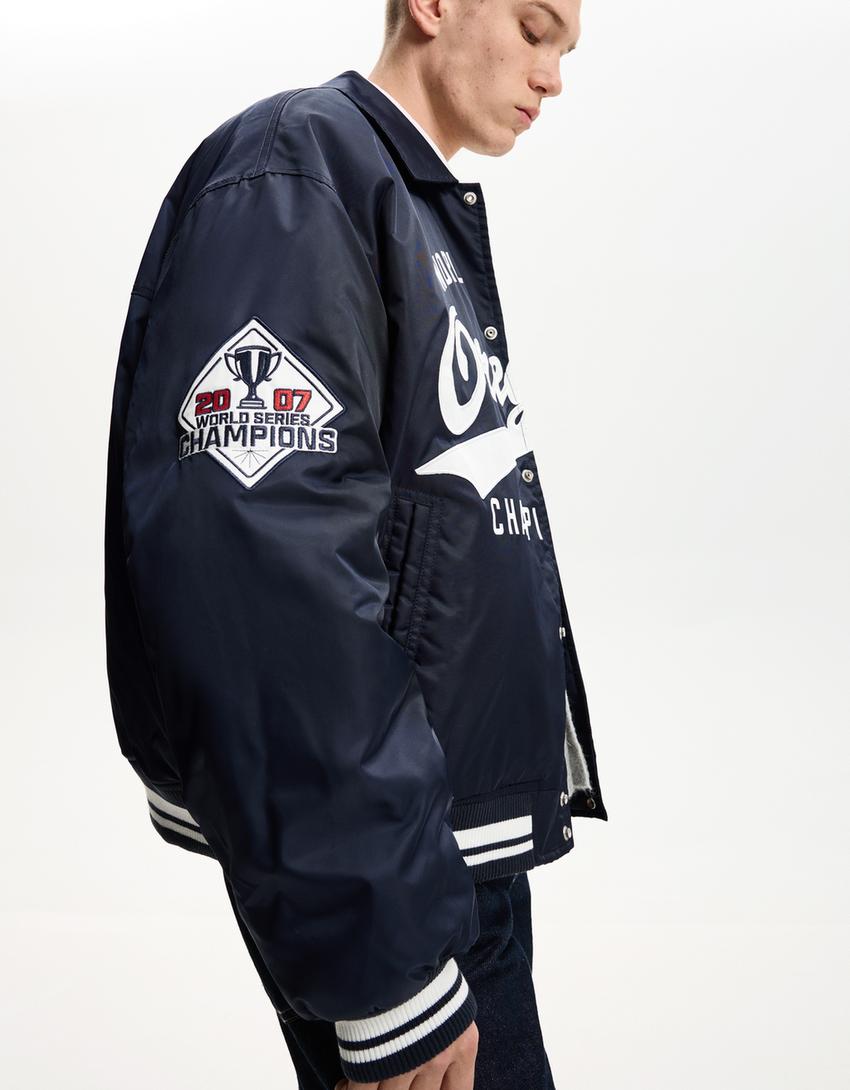 Blouson bomber varsity-Marine-0