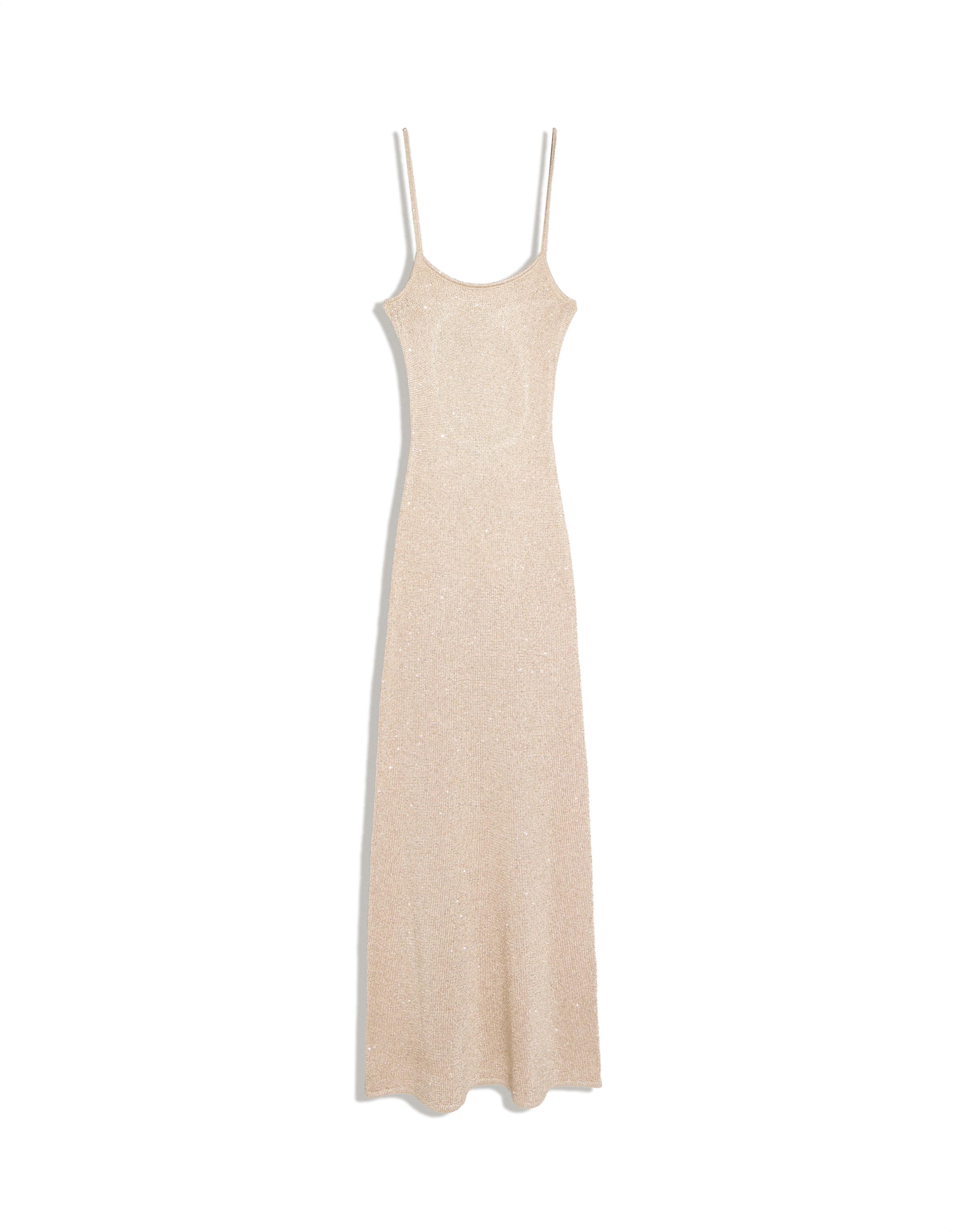 Sequin midi dress with straps — Gold