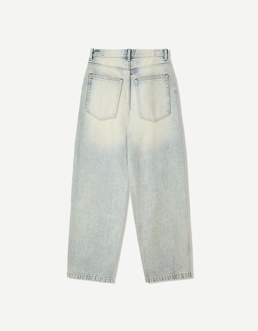 Super Baggy Jeans-Ausgewaschenes Blau-4