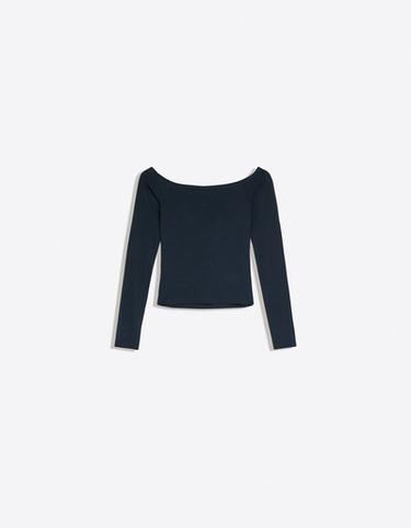 Bardot neck long-sleeve T-shirt — Navy 6