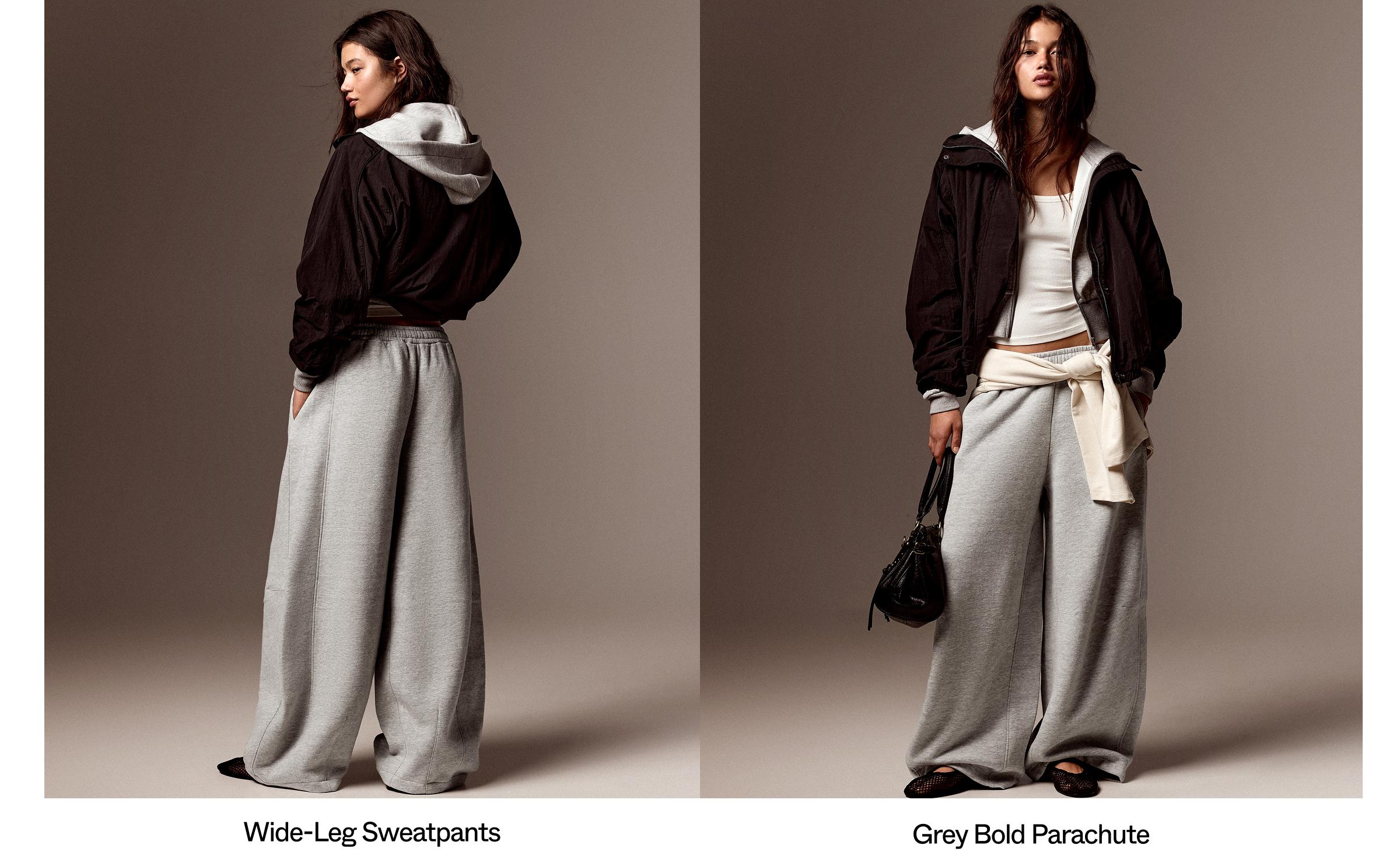Plush parachute trousers — Grey