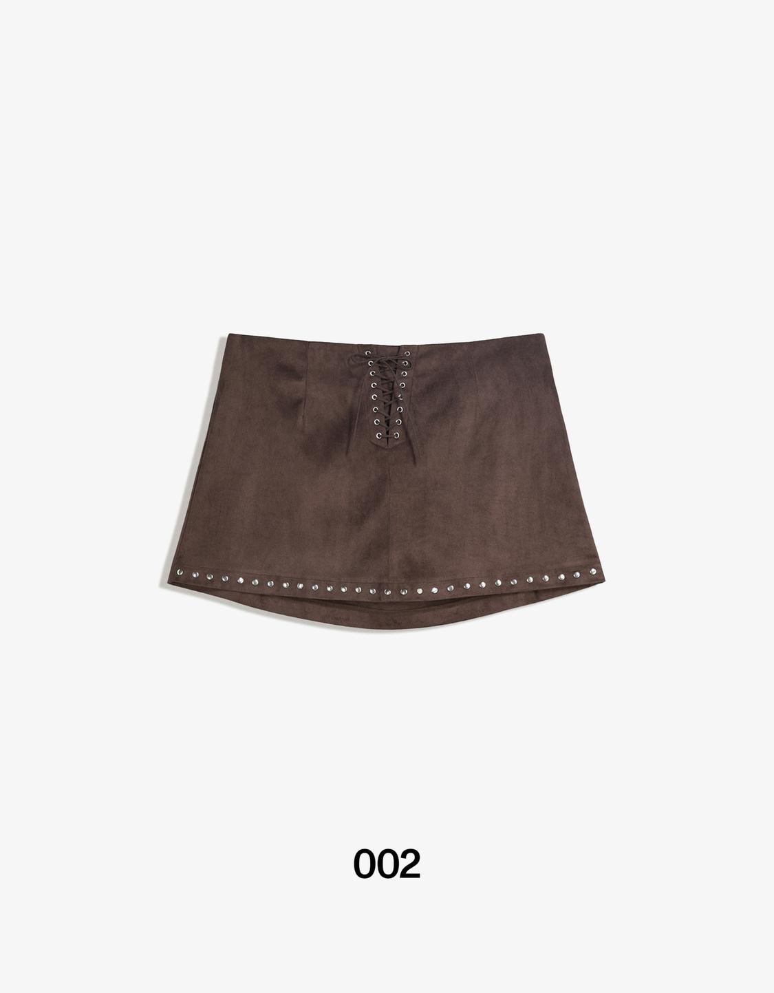 Faux suede mini skirt with studs