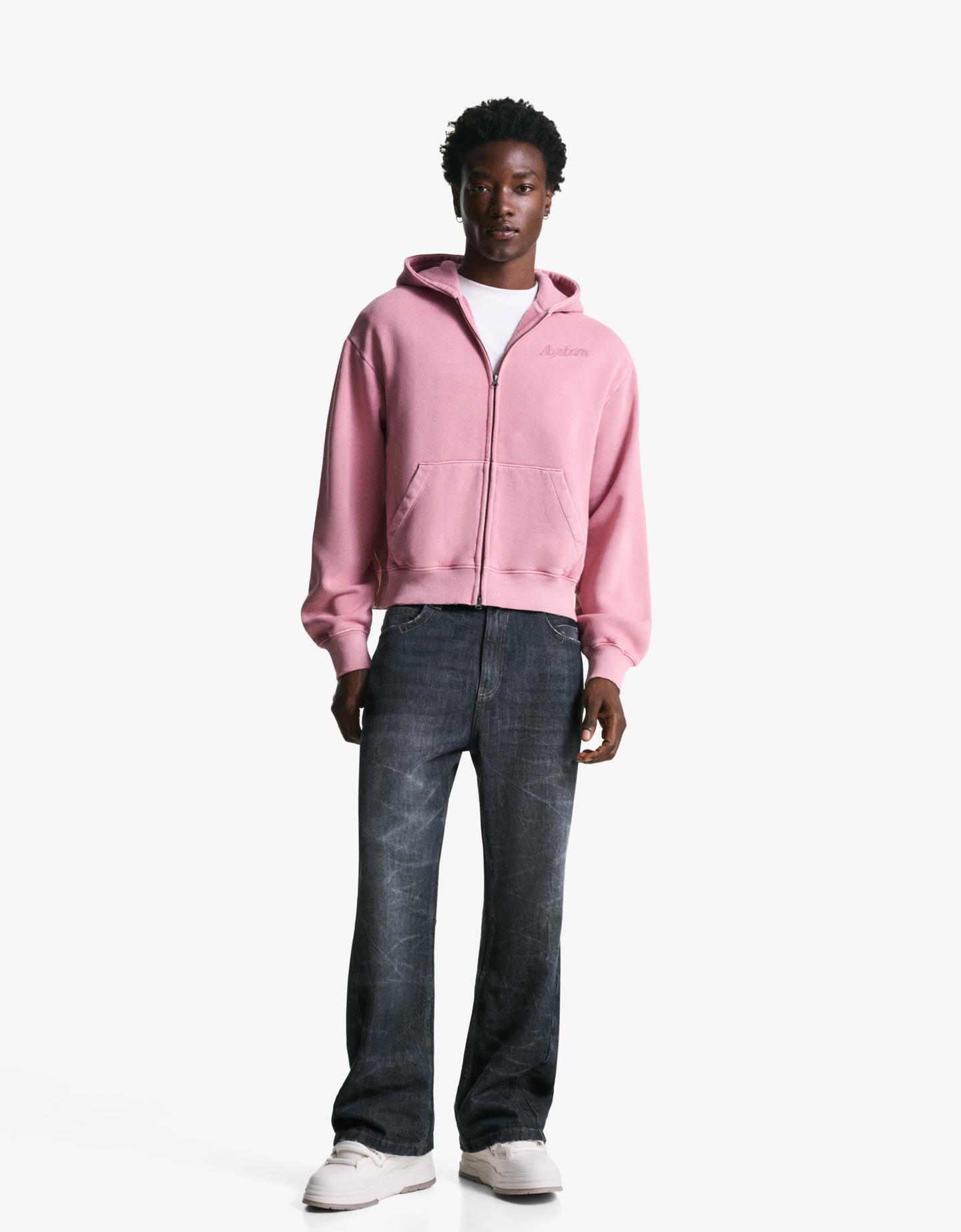 Bershka jeansy o kroju baggy flare niebieski
