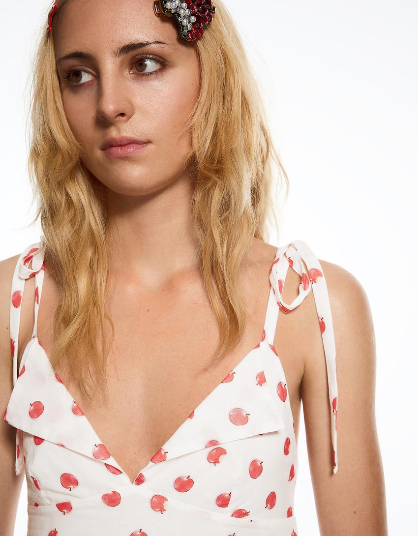 Robe mini bretelles ARIES x BERSHKA-Écru