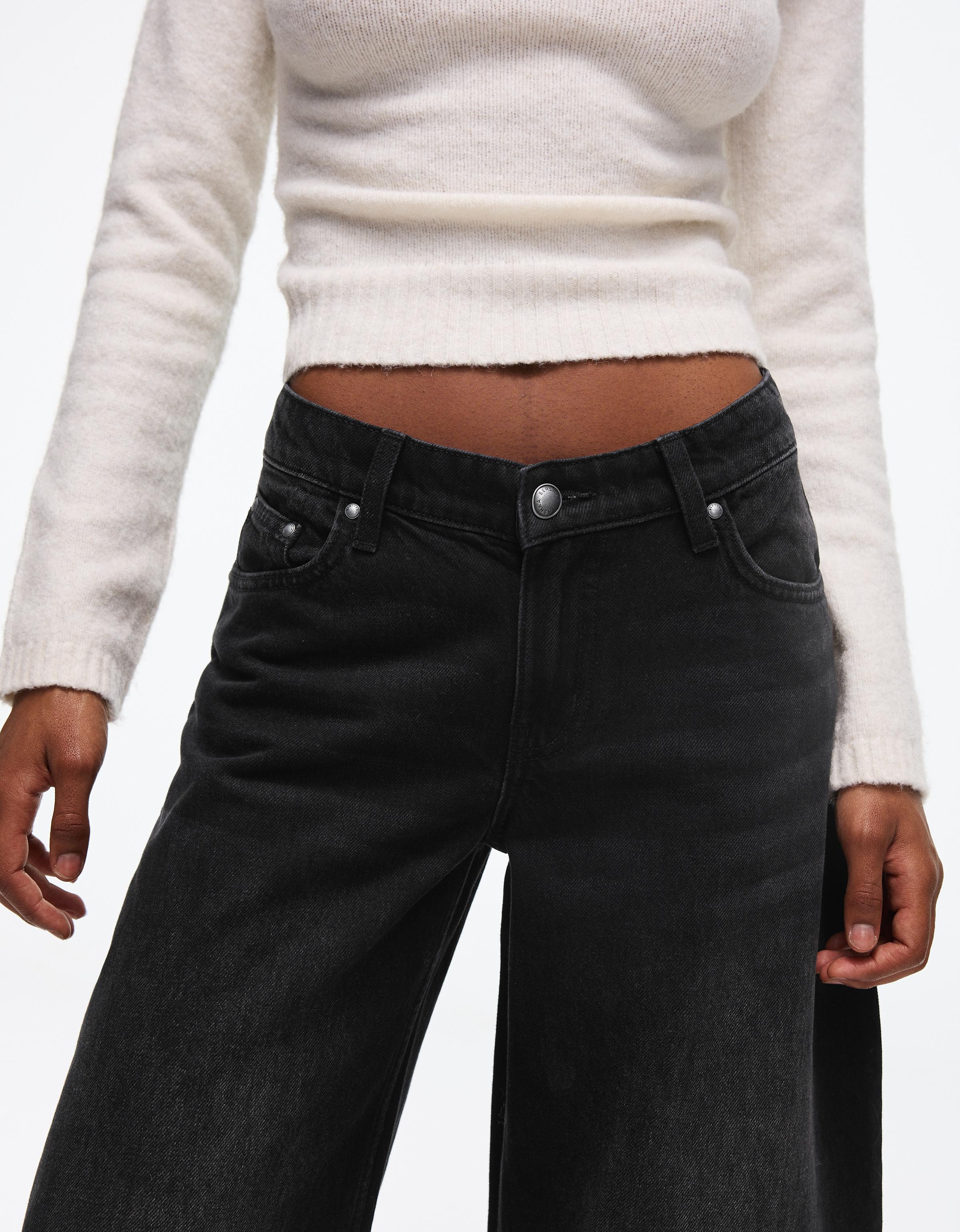 High-waist barrel jeans — Black