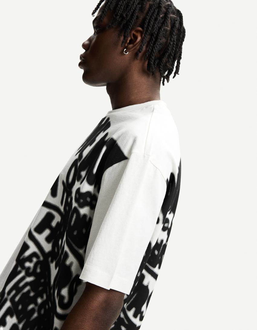 Short sleeve T-shirt with print-Off white
