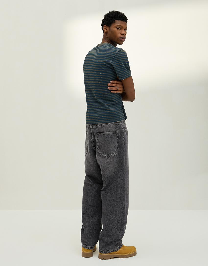 Jeans baggy-Cinzento-escuro