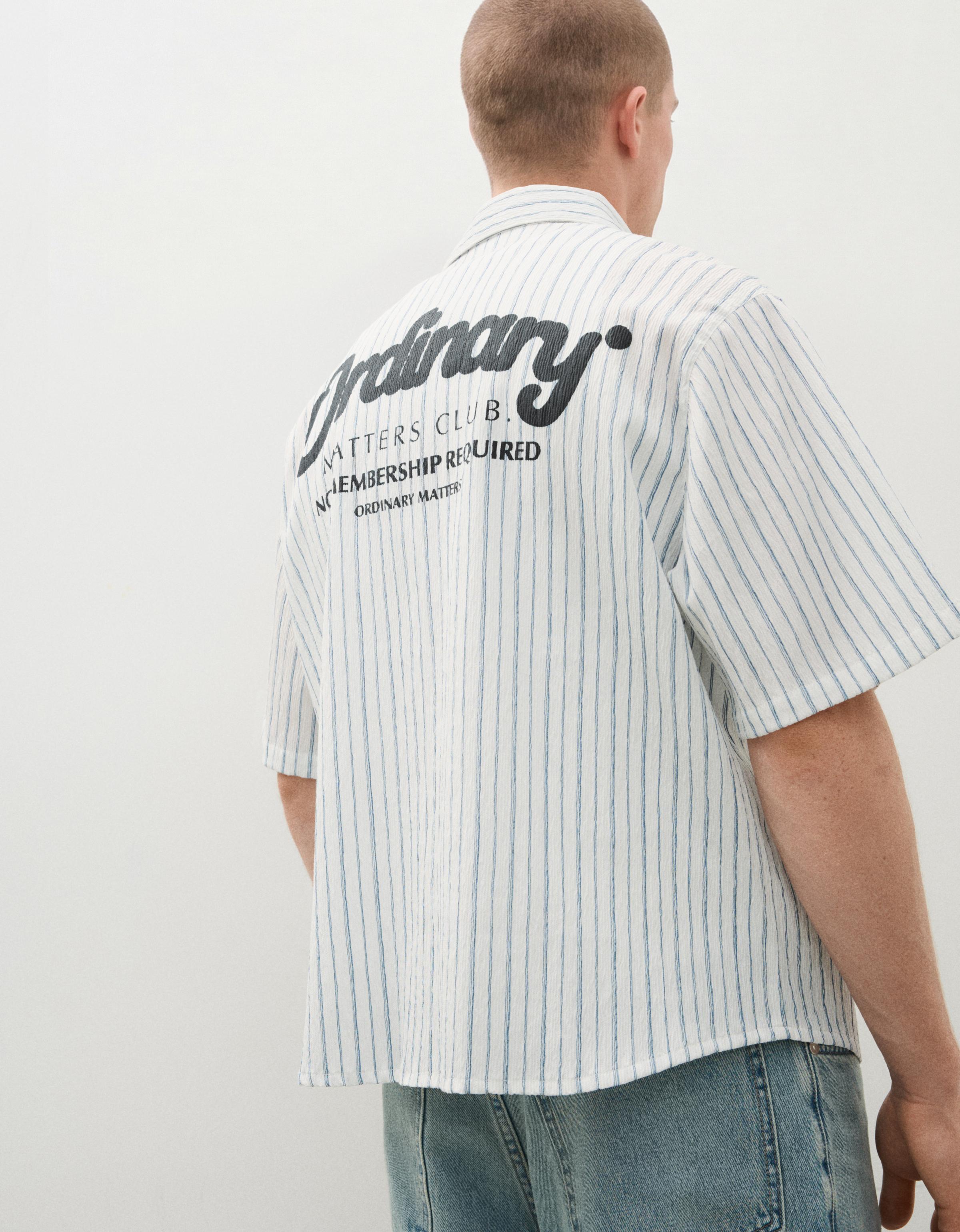 Short sleeve striped print shirt — White