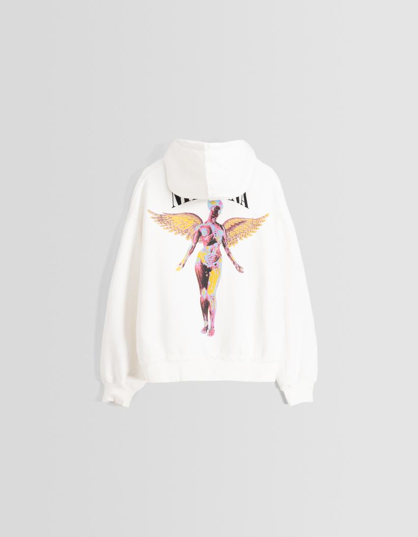 Sweat Nirvana capuche imprimé-Blanc-5