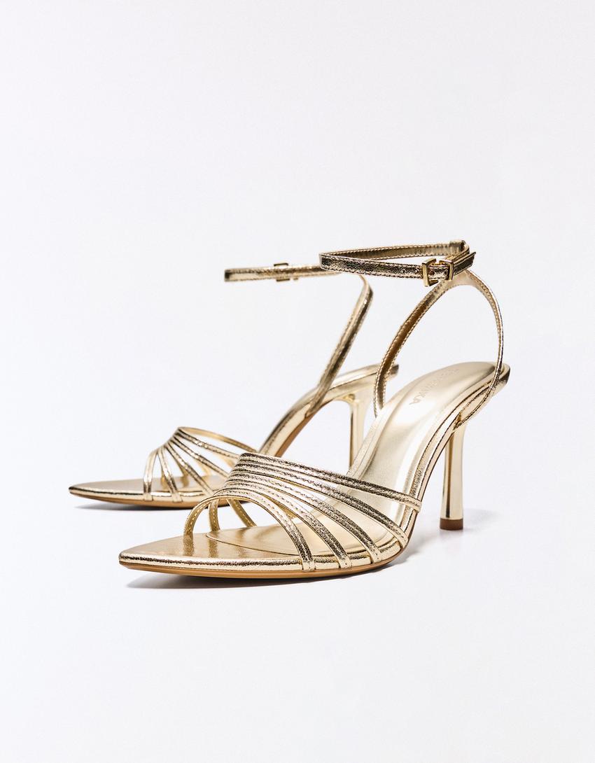 Multi-strap high-heel sandals-Gold