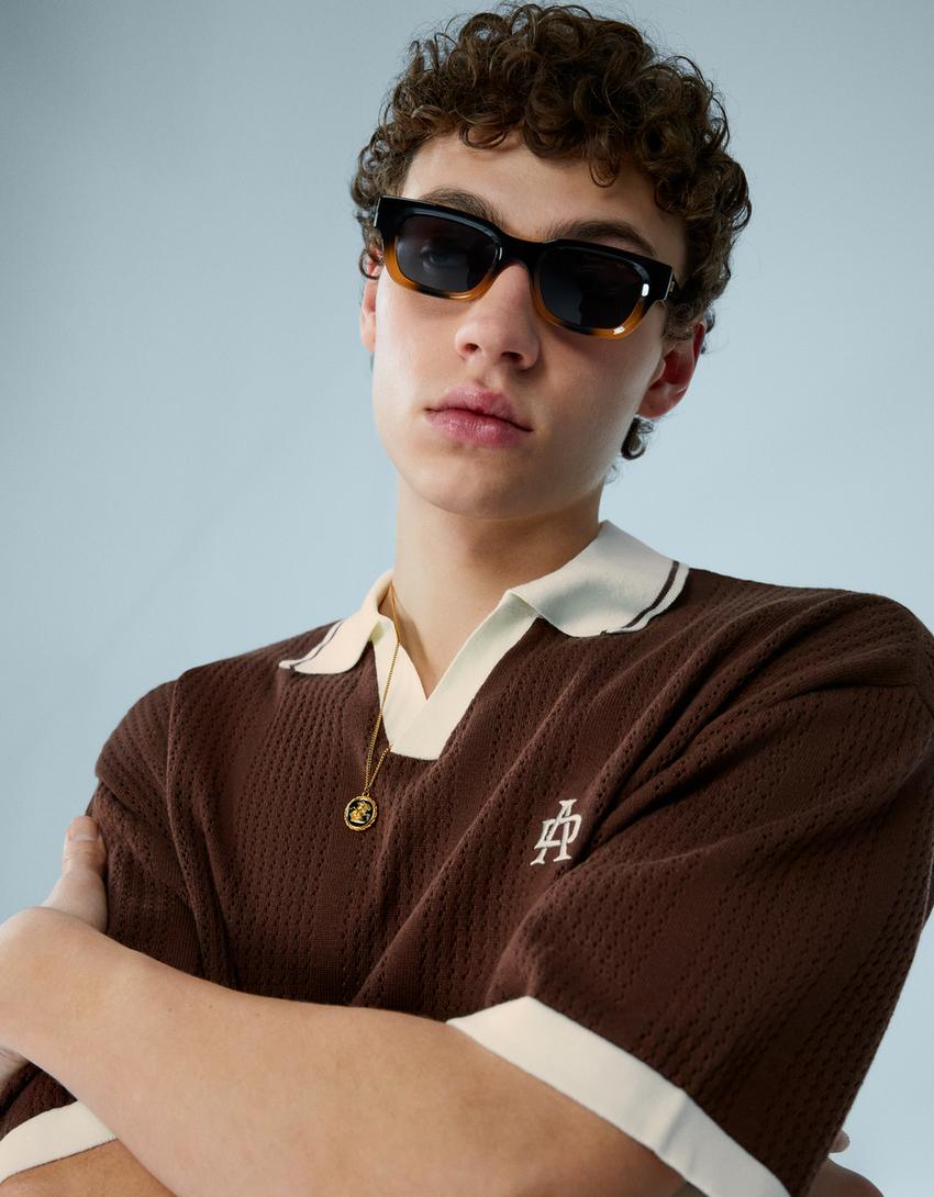 Short sleeve print polo shirt