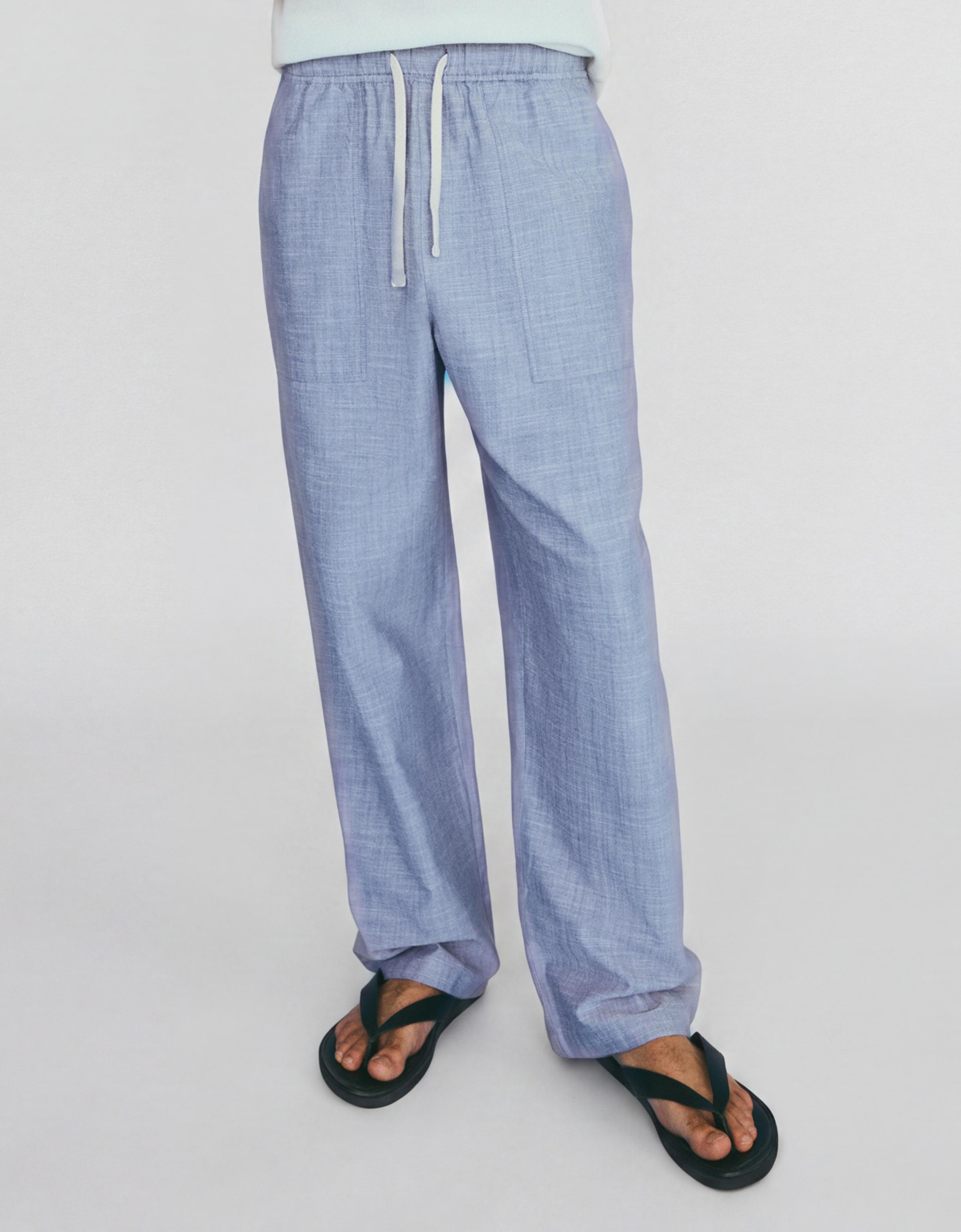 Embroidered baggy trousers — Blue