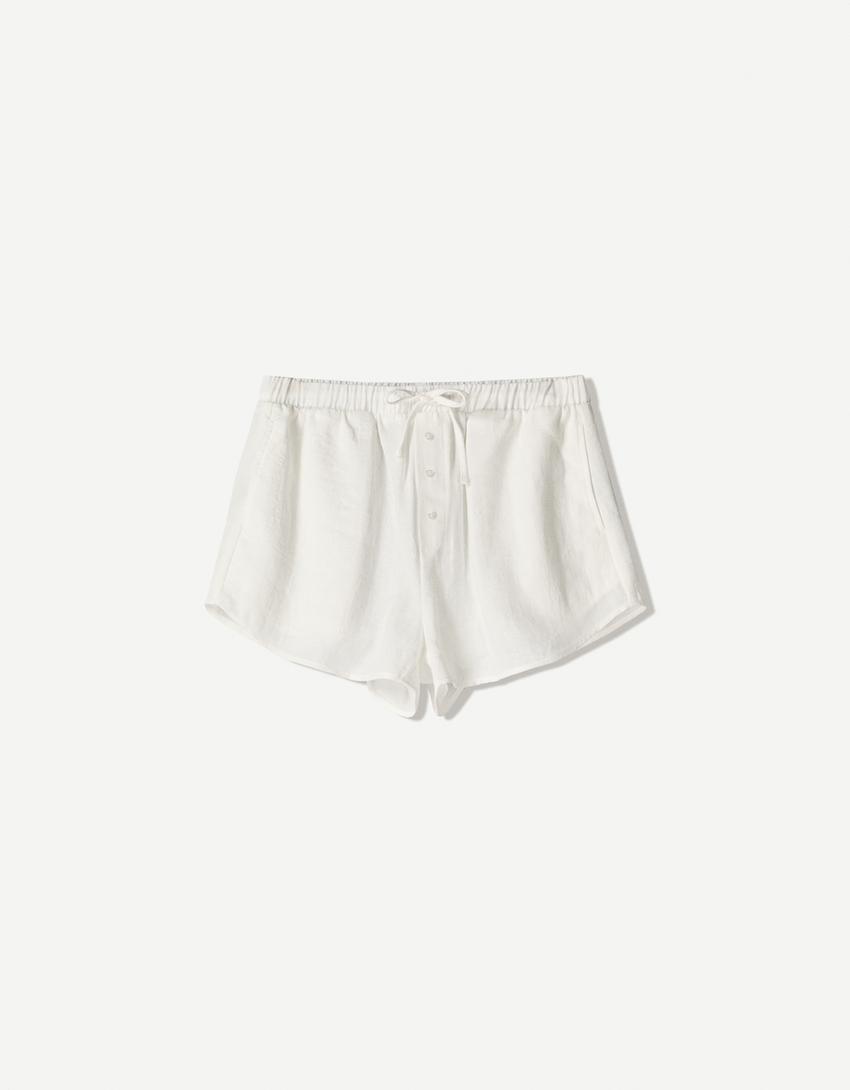 Set top e shorts semplici-Bianco-4