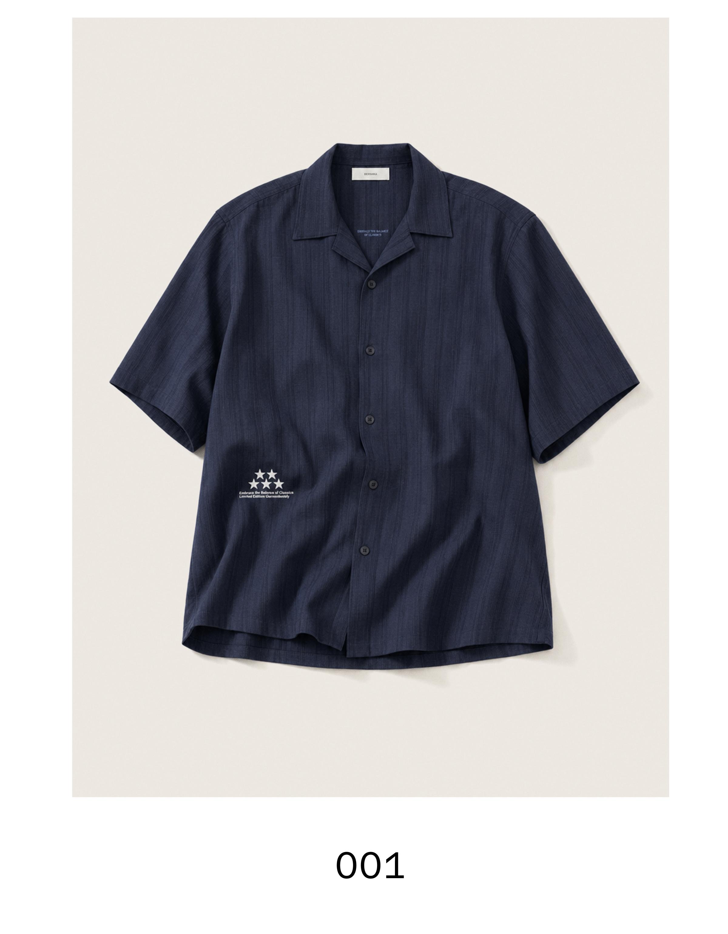 Short sleeve boxy print shirt — Blue