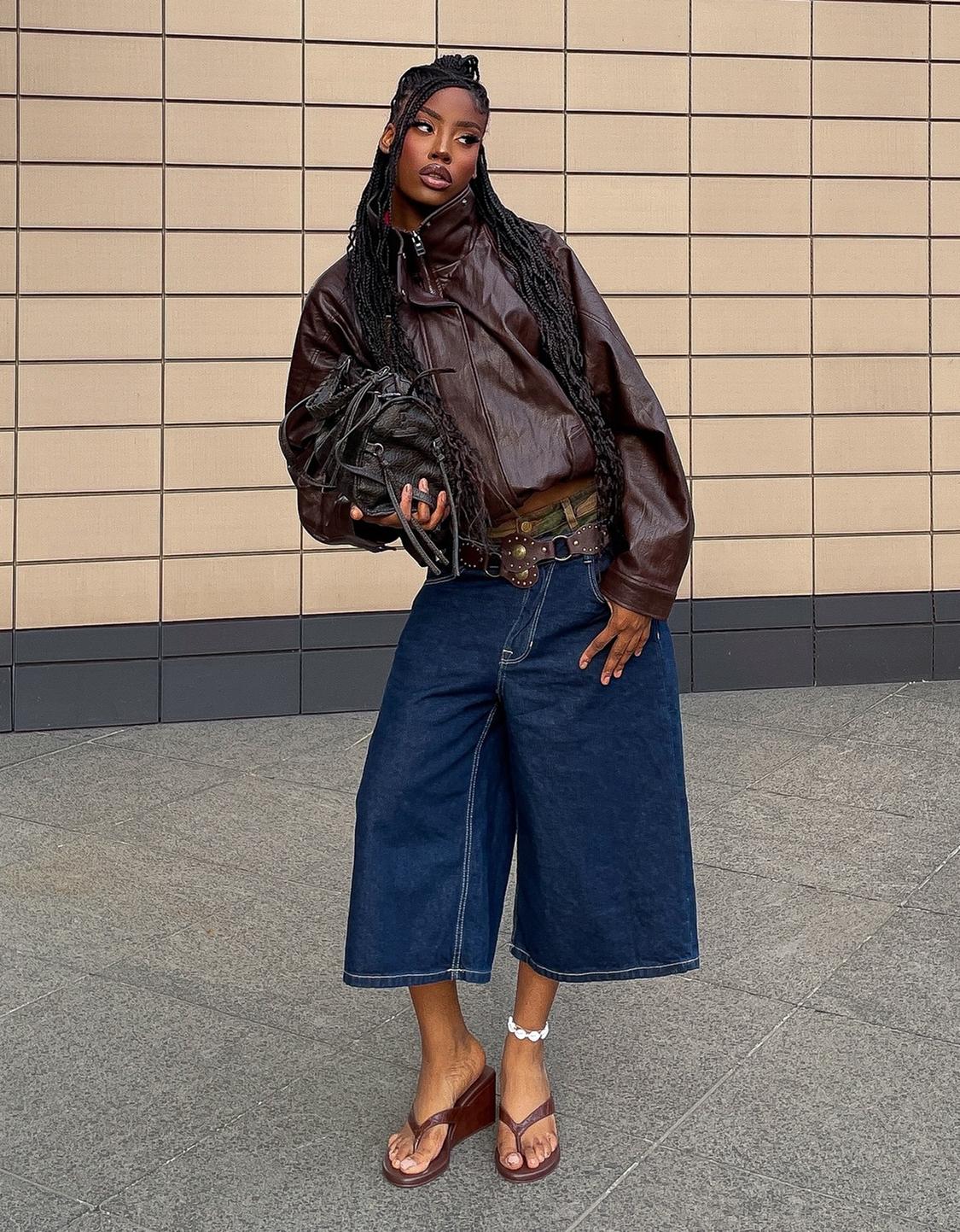 Oversize faux leather jacket