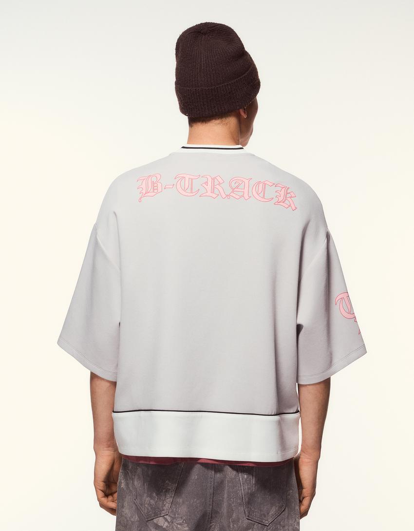 T-shirt à manches courtes imprimé sport-Gris