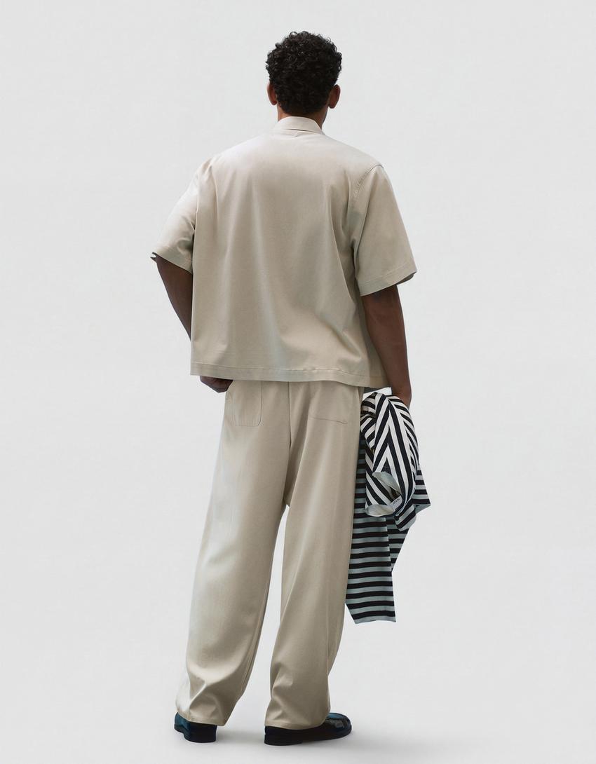 Super baggy flowing trousers with darts-Stone