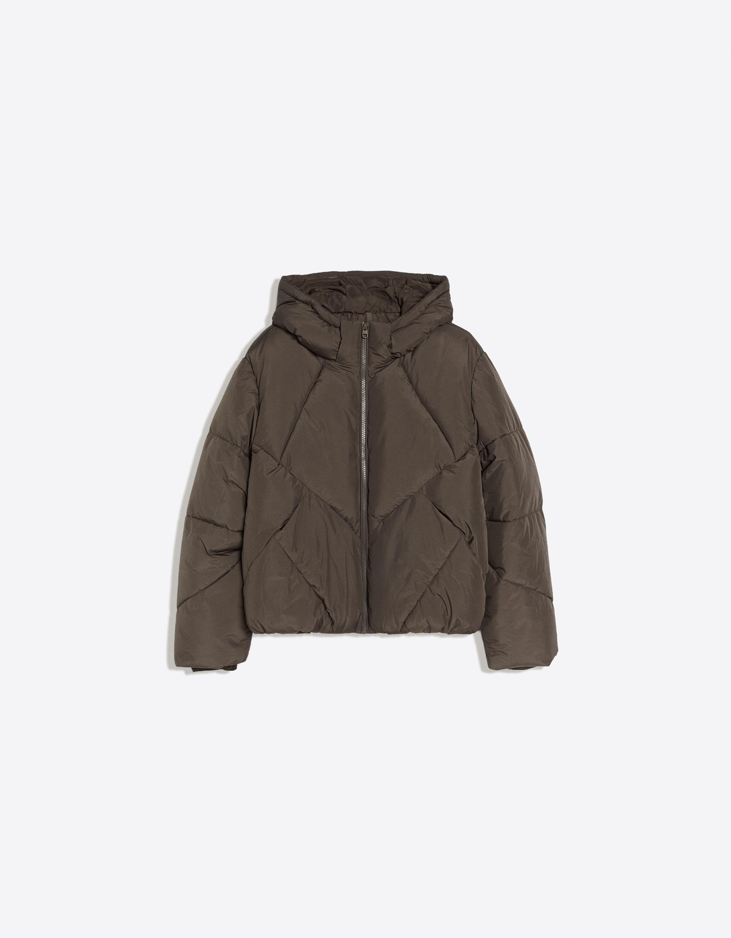 Bershka Cazadora Acolchada Capucha Mujer L Visón