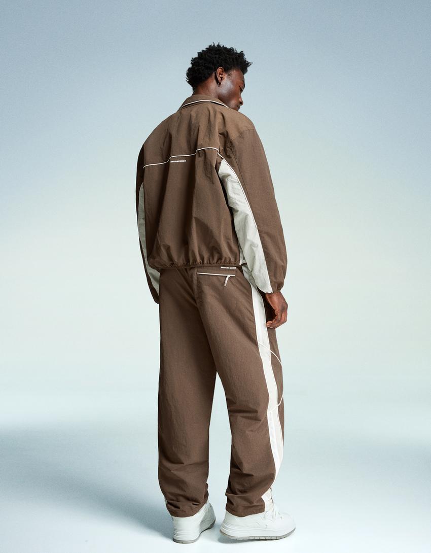 Super baggy technical trousers-Brown-1