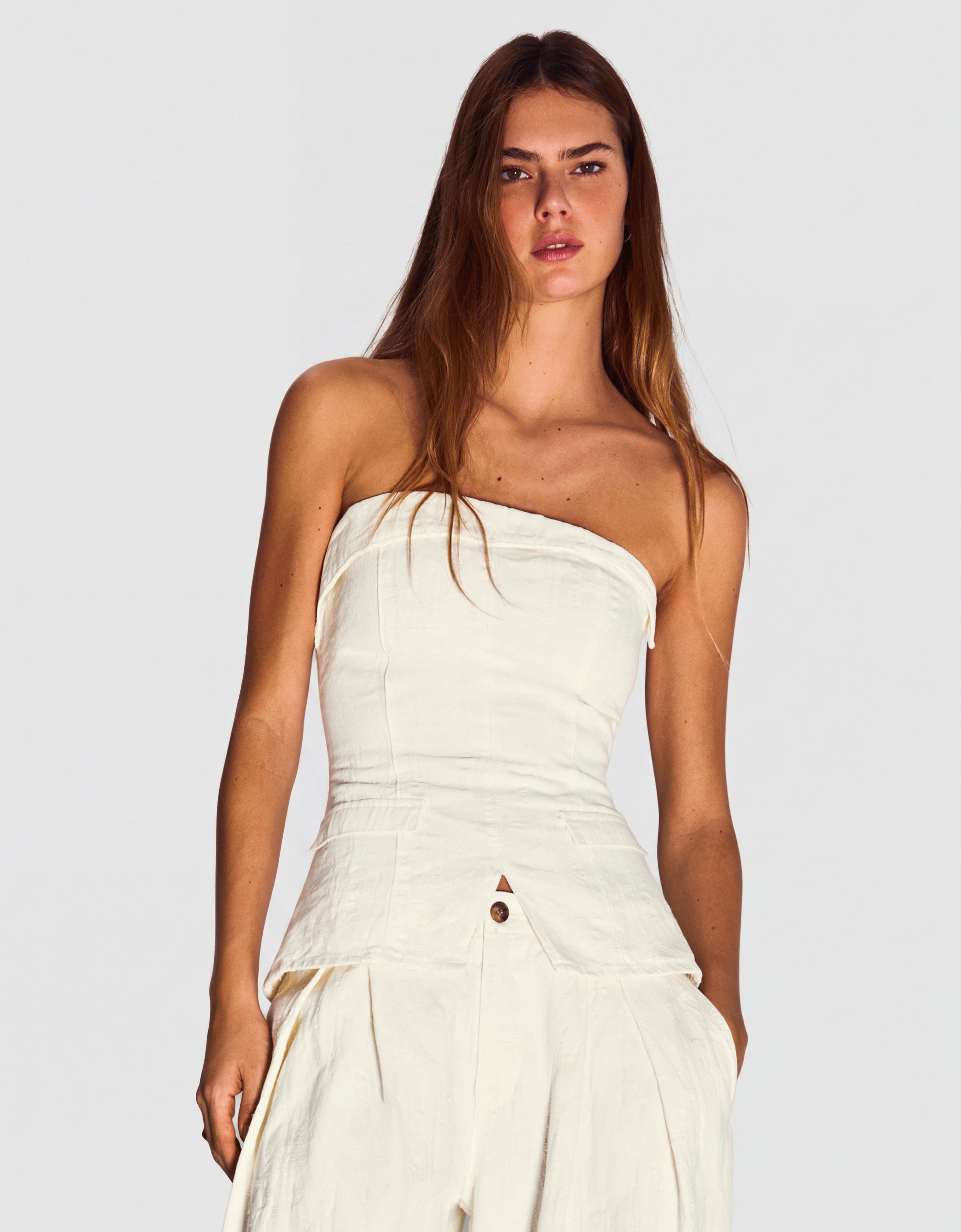 Denim bandeau top - Görsel 23