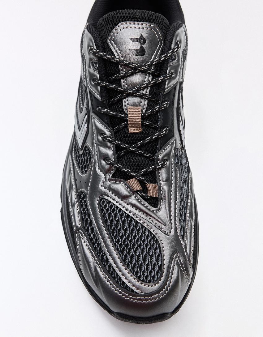 Asymmetric detail trainers-BLACK