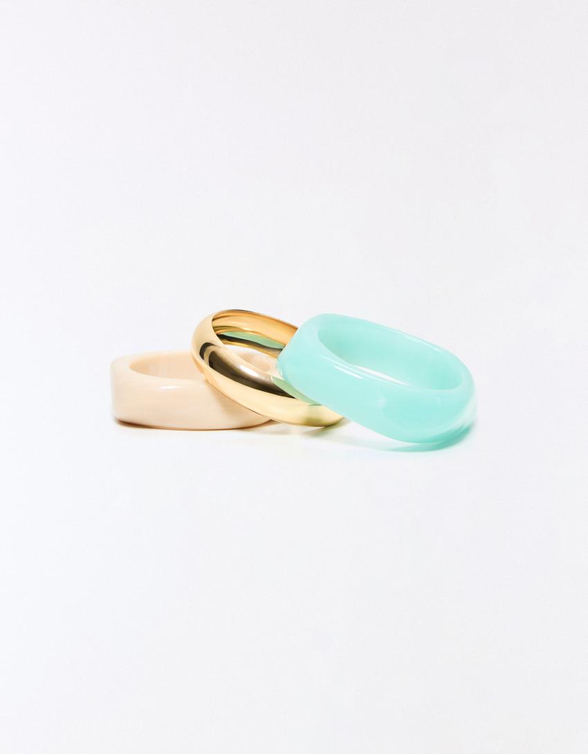 Komplet 3 zapestnic iz smole-Modra