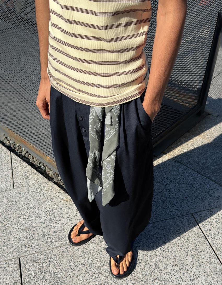 Pantalon barrel tailoring-Marine