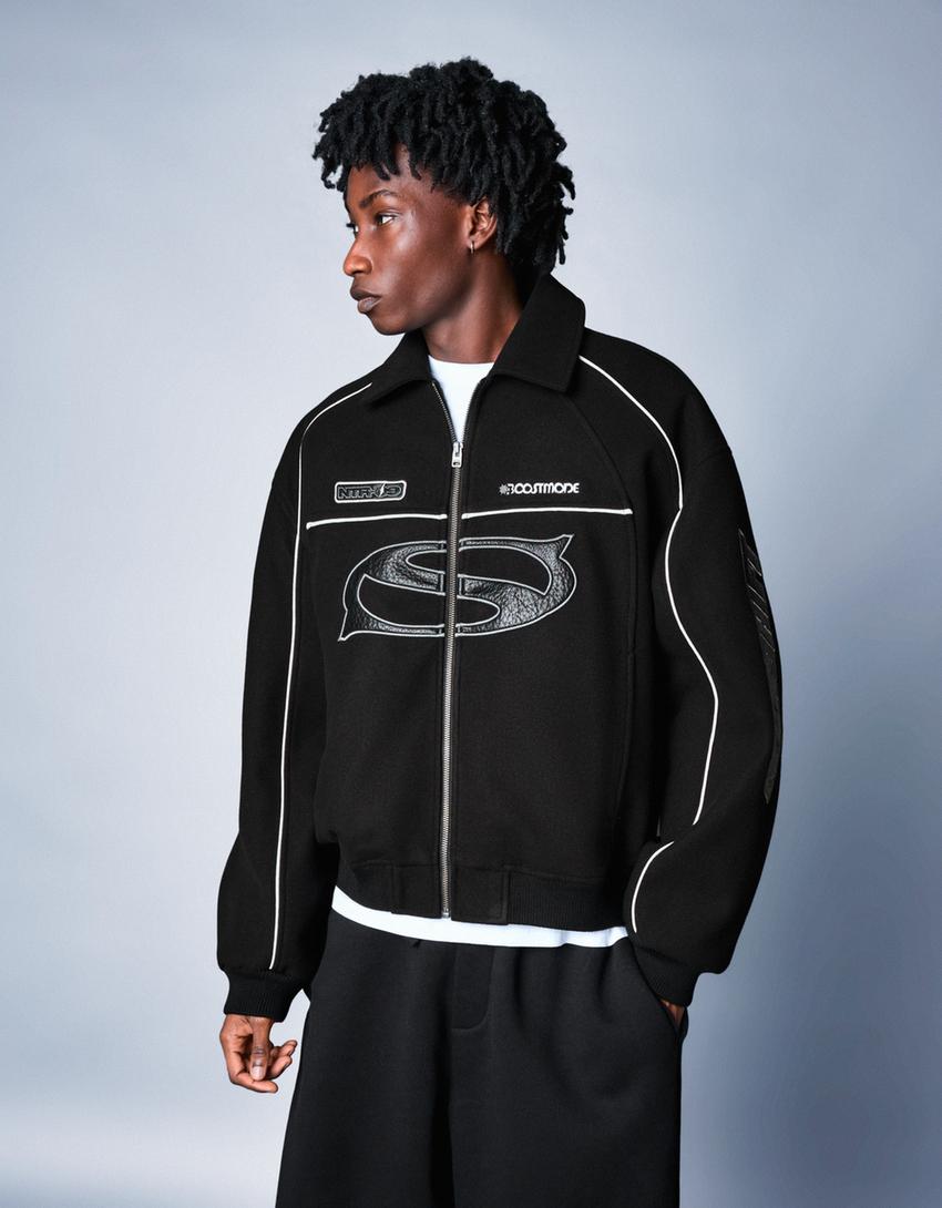 Blusão de pano com remendos-Preto