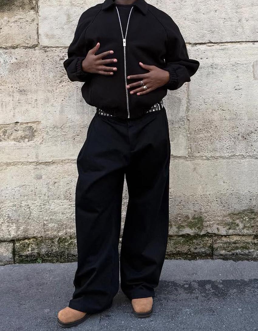 Pantalon super baggy fit tailoring-Noir