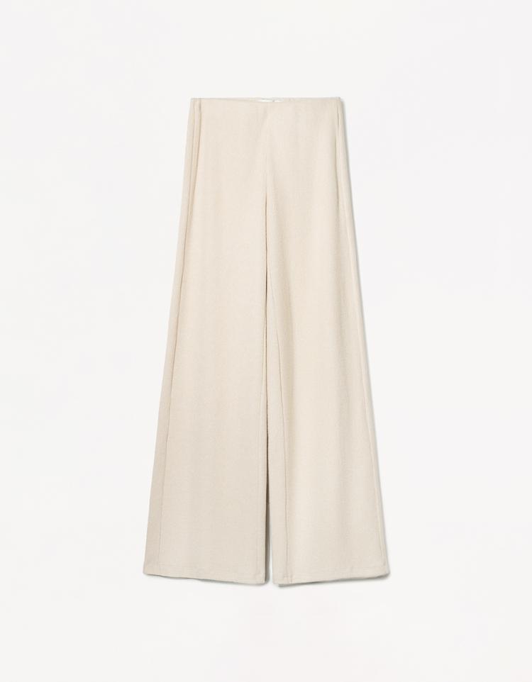 Fitilli yumuşak dokulu wide leg pantolon