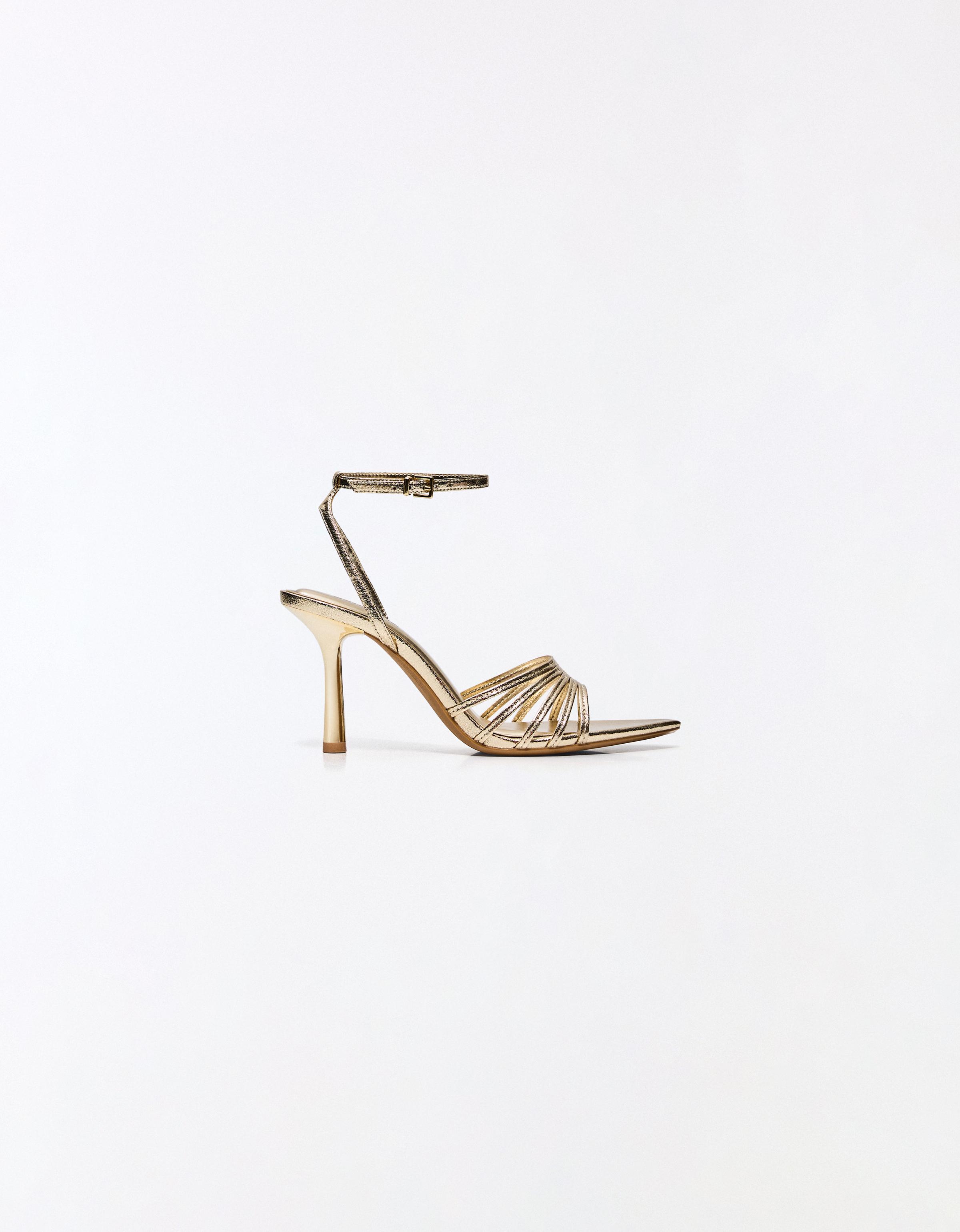 Multi-strap heeled sandals — Gold