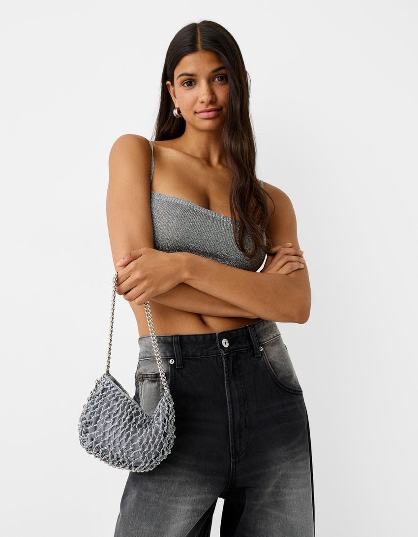 حقيبة بخيط فضي-فضي-3