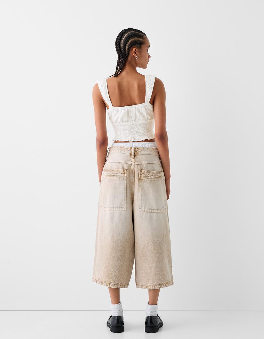 Rustic fabric gathered top-Off white-1