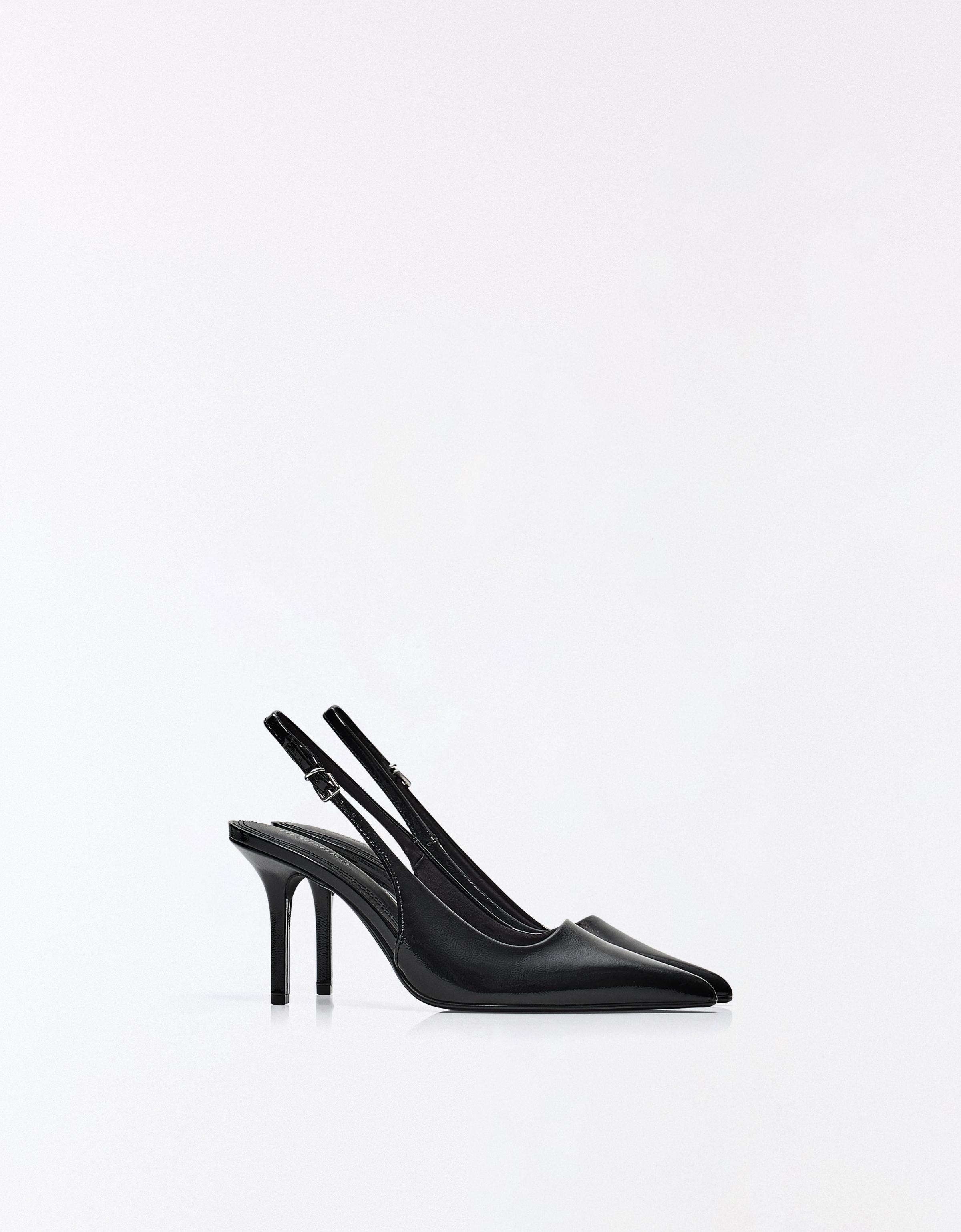 High-heel slingback shoes — BLACK