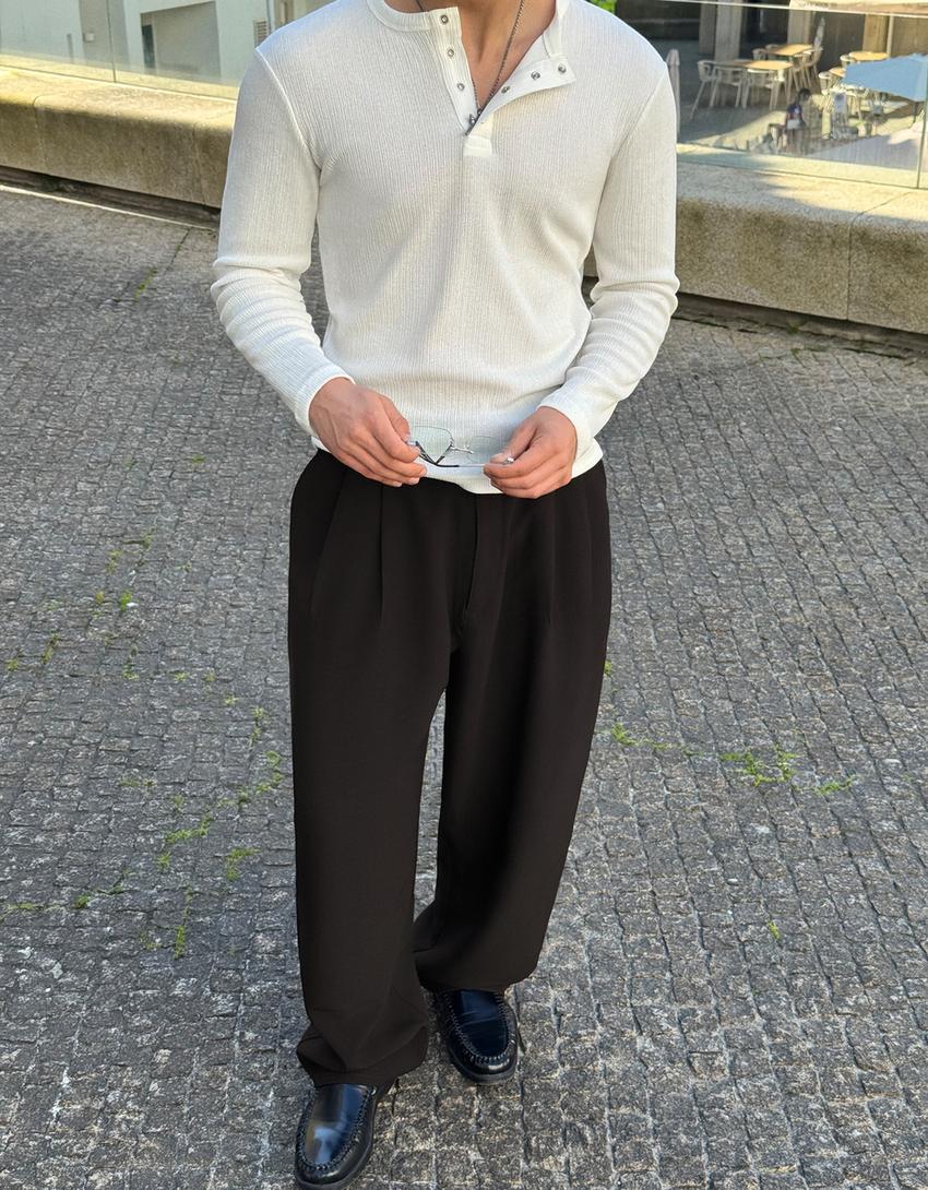 Tailored fit super baggy broek-Zwart