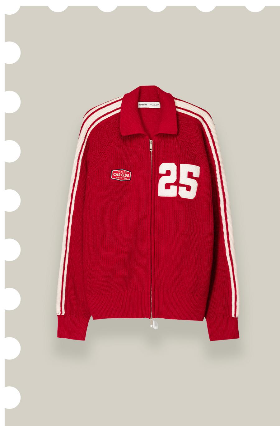 Retro zip-up jacket with patches