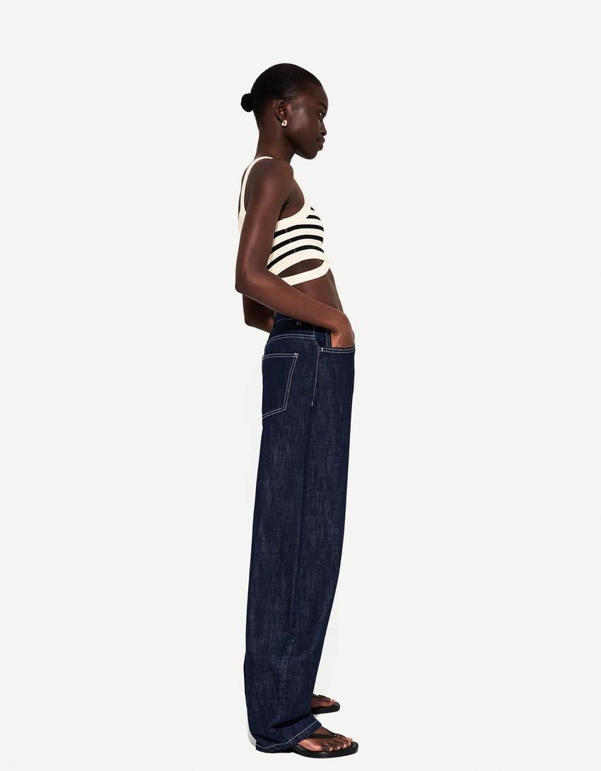 Top tirants cut out tires contrast-Negre