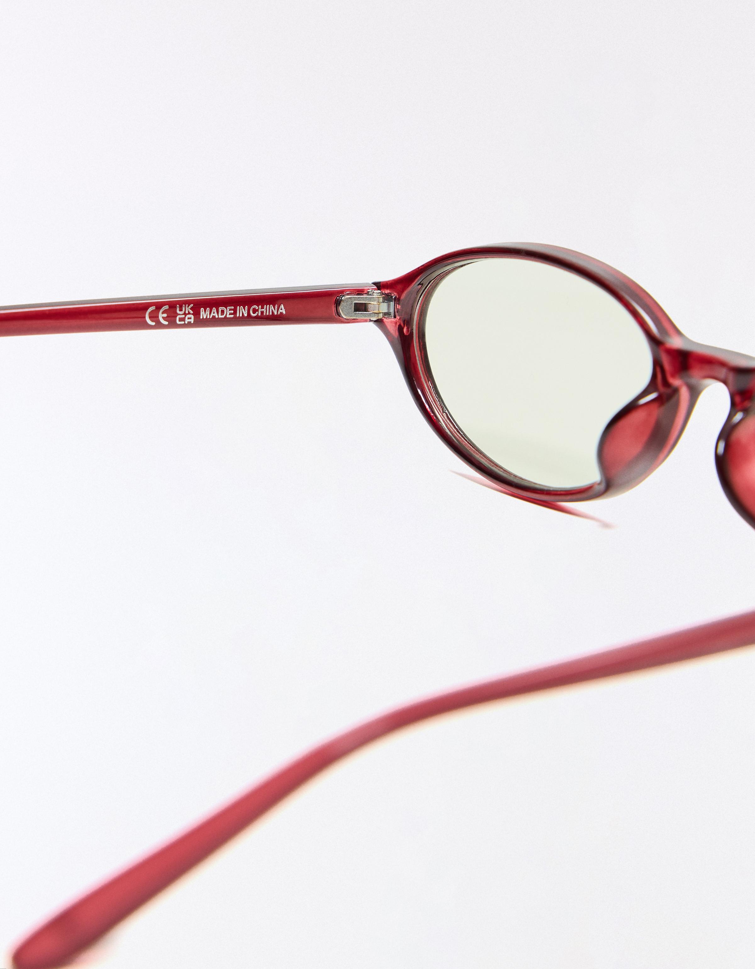 Oval blue light filtering glasses — Burgundy