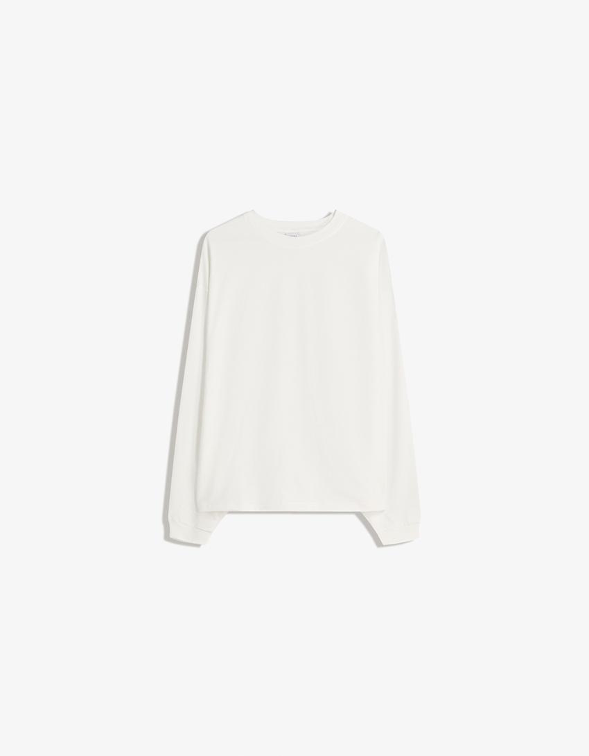 Camiseta manga larga boxy-Blanco roto-4