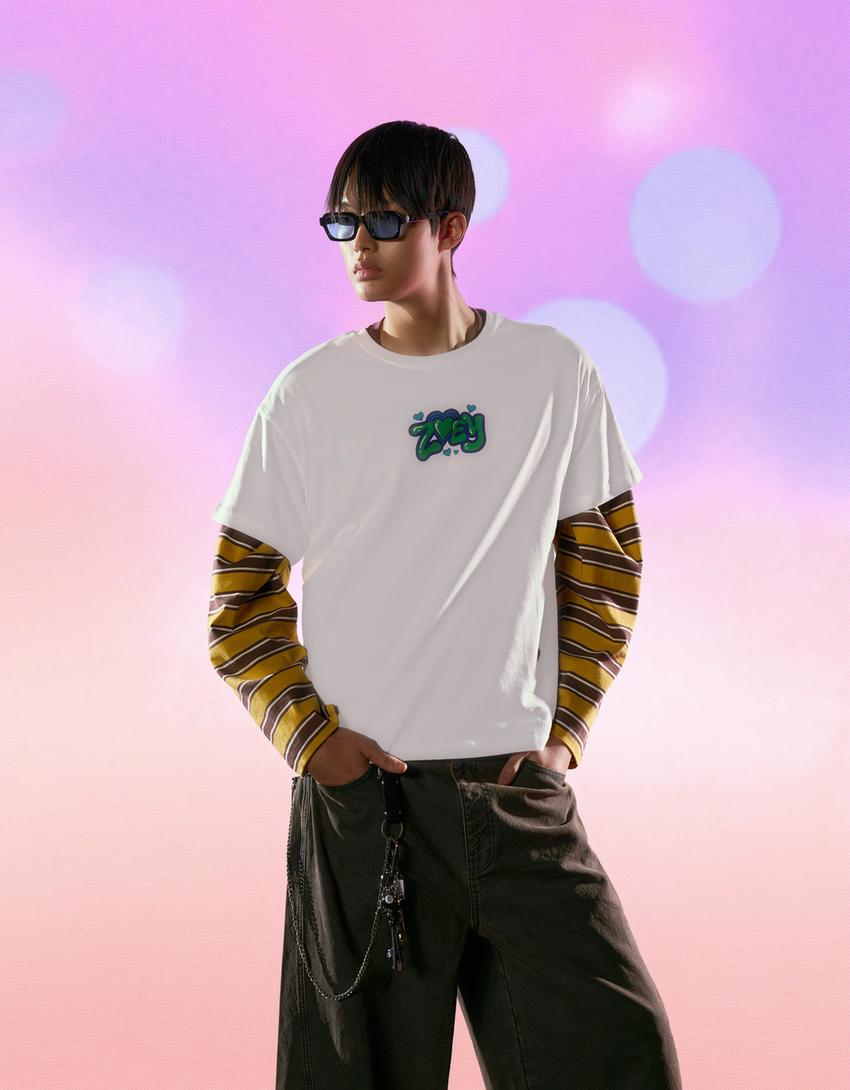 T-shirt KPop Demon Hunters Huntr/x manches courtes imprimé-Blanc cassé