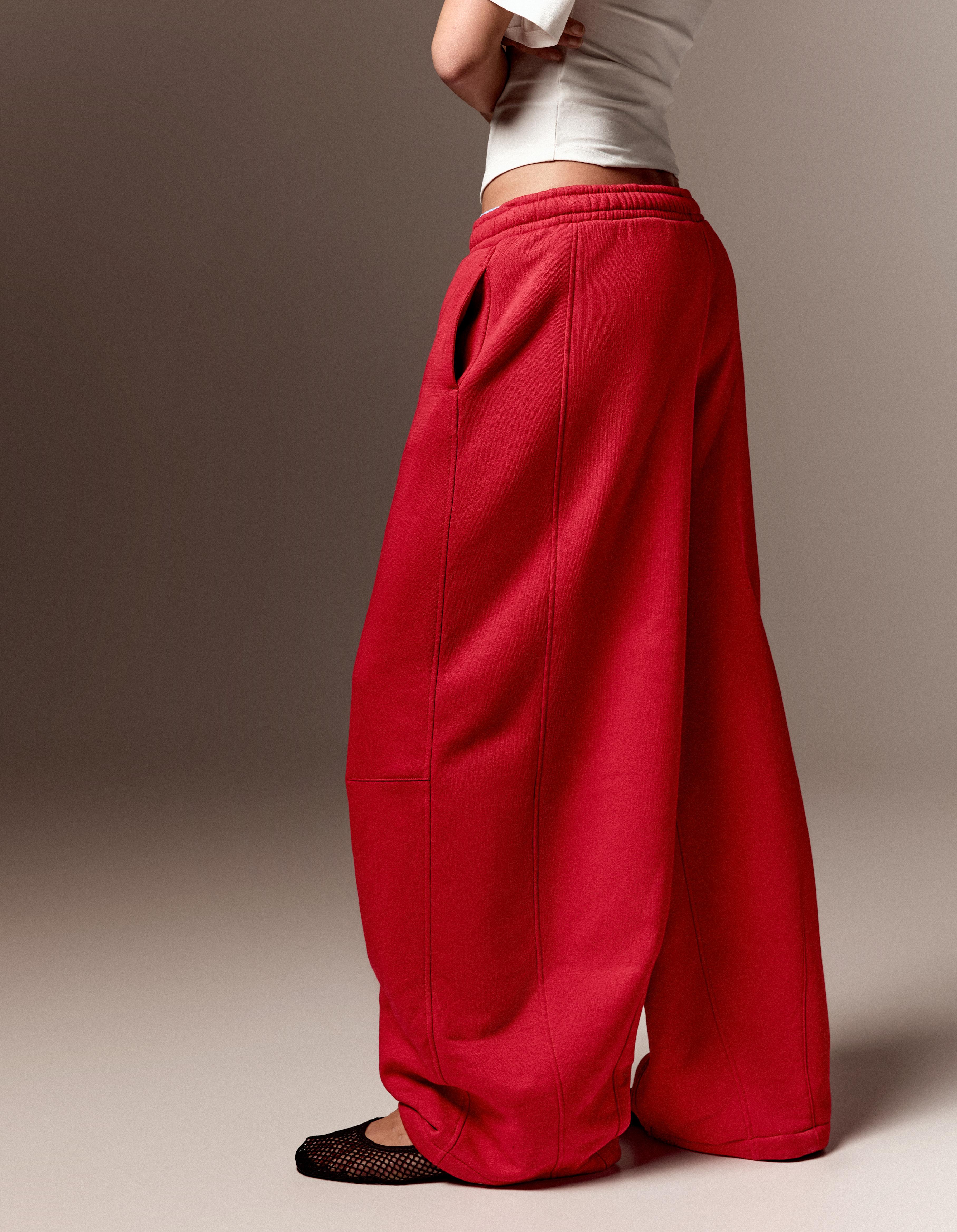 Plush parachute trousers — Red
