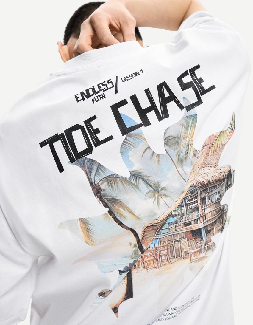 Short sleeve T-shirt with print-White-3