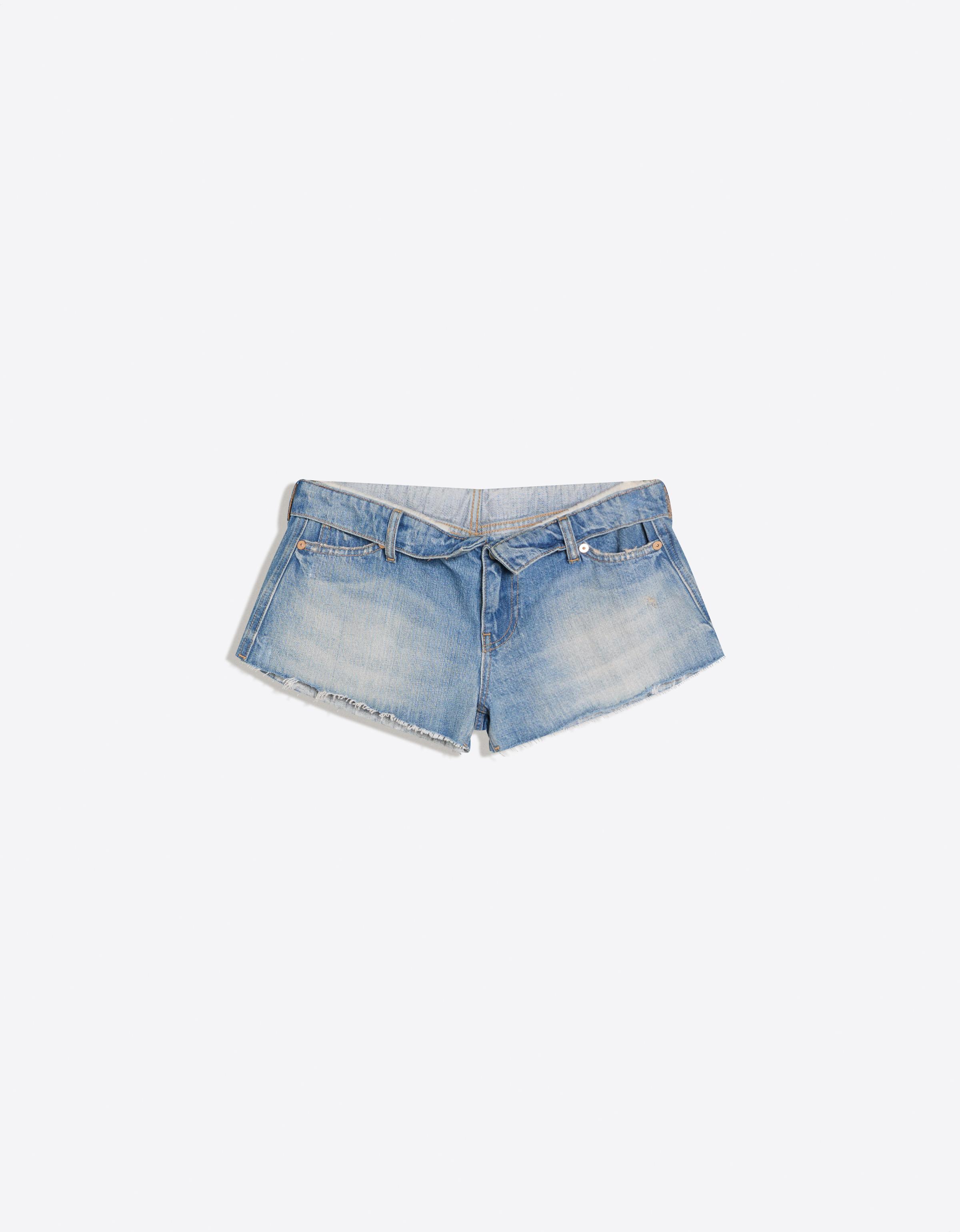 Mini denim shorts with folded waist