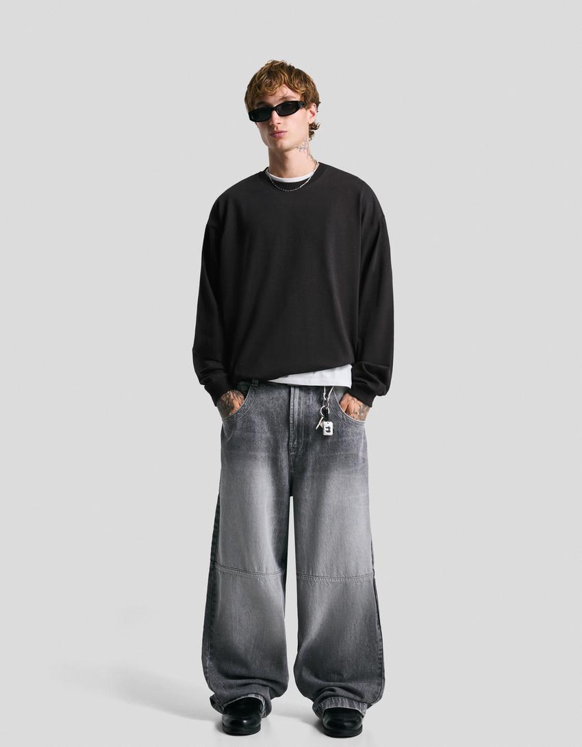 Long sleeve boxy fit T-shirt-Black-3